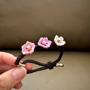 Handmade Cherry Blossom Macramé Bracelet | Adjustable Spring Jewelry